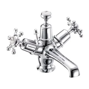 Burlington quarter turn Basin Mixer Chrome - pop up waste - Birkenhead handles