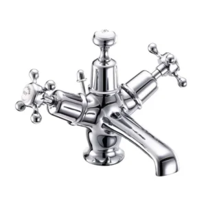 Burlington quarter turn Basin Mixer Chrome with pop up waste - Claremont handles
