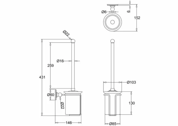 Toilet Brush and Holder - Chrome - Coloured - Image 2