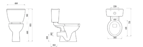 Oak Originals - Comfort Height Close coupled toilet pan and lever cistern - Image 2