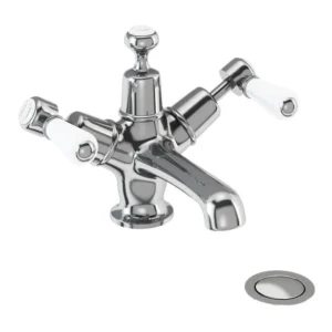 Burlington quarter turn Basin Mixer Chrome push Waste - Kensington handles
