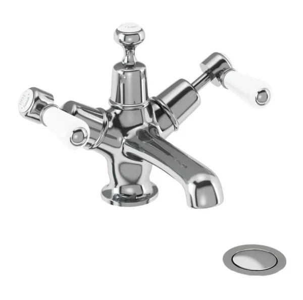 Burlington quarter turn Basin Mixer Chrome push Waste - Kensington handles