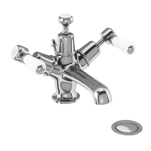 Burlington quarter turn Basin Mixer Chrome - pop up waste - Kensington handles