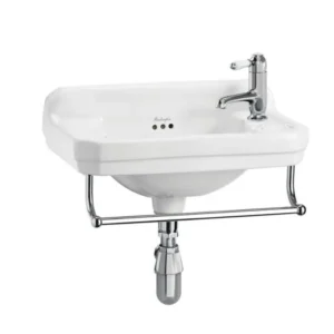 51cm Cloakroom basin (1th right) - Coloured - Chrome towel rail