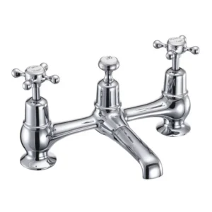 Burlington Quarter turn Bridge basin Mixer - Plug and Chain - Claremont Handles