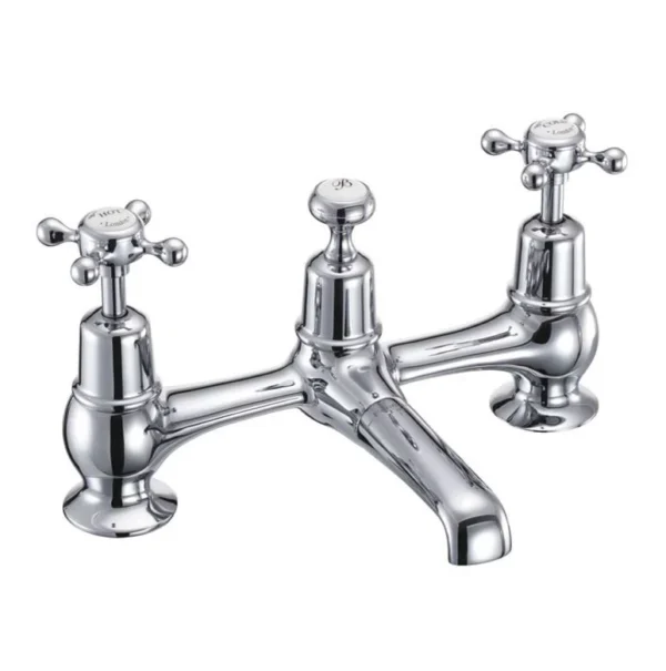 Burlington Quarter turn Bridge basin Mixer - Plug and Chain - Claremont Handles