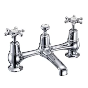 Burlington Quarter turn Bridge basin Mixer - Plug and Chain - Birkenhead Handles