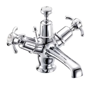 Burlington quarter turn Basin Mixer Chrome with pop up waste - Anglesey handles