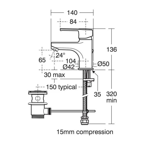 Ideal Standard Calista basin mixer with pop up waste - Image 2