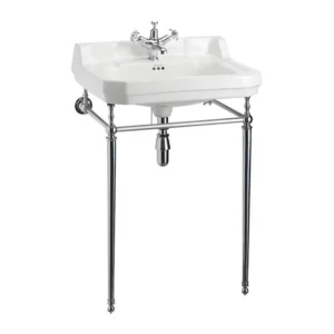 61cm Edwardian wash basin (1th) - Coloured - Chrome wash stand