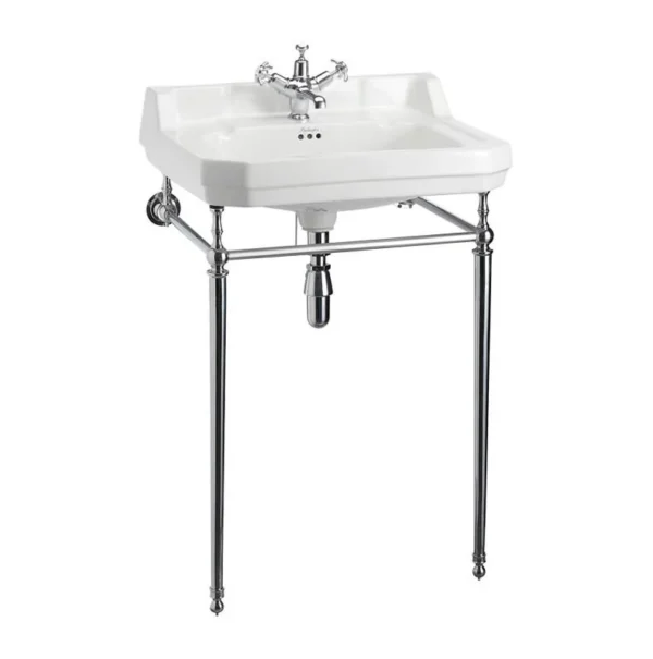 61cm Edwardian wash basin (2th) - Coloured - Chrome Wash Stand