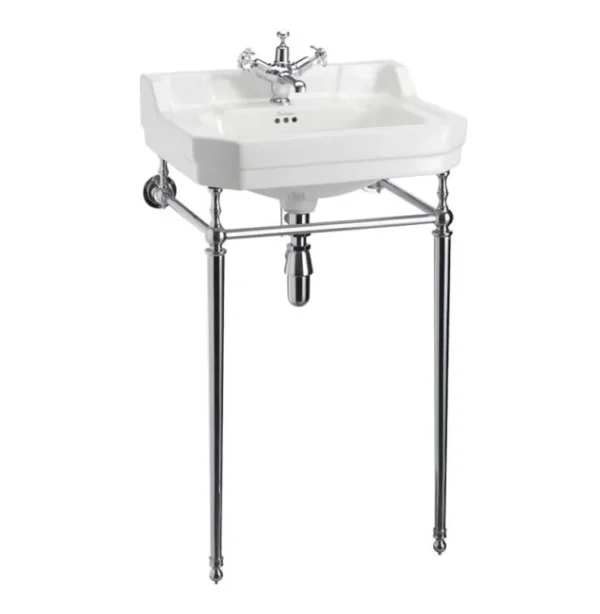 56cm Edwardian wash basin (1th) - Coloured - Chrome wash stand