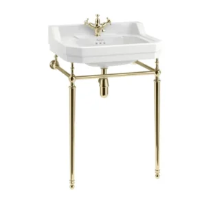 61cm Edwardian wash basin (1th) - Coloured - Gold wash stand