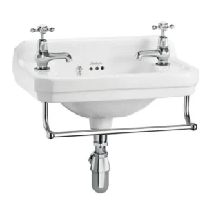 51cm Cloakroom basin (2th) - Coloured - Chrome towel rail