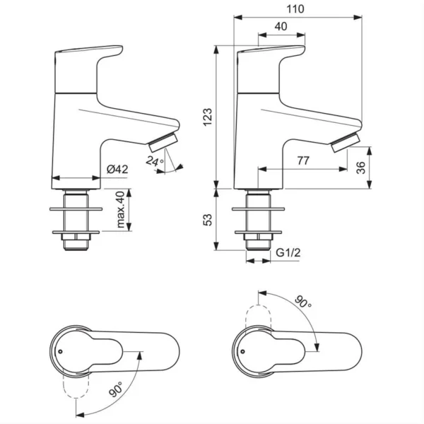 Armitage Shanks Contour 21+ basin pillar taps - Image 2