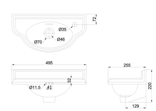 Round Cloakroom basin (1th right) - Coloured - Image 2