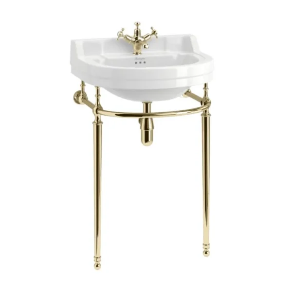 Edwardian Round Basin (2th) - Coloured - Gold Wash Stand