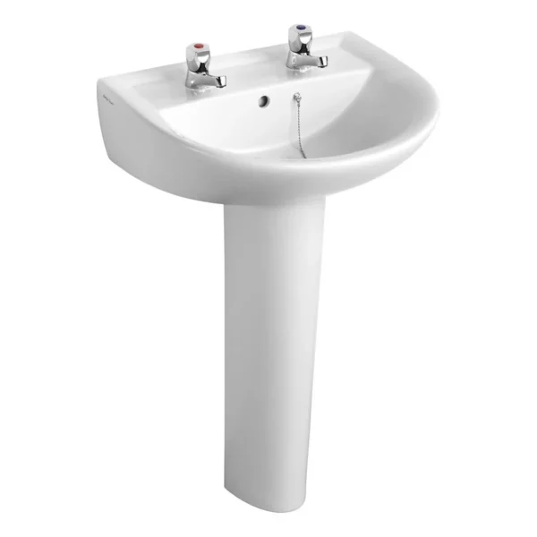 Oak Originals - sandrigham 21 Basin and pedestal 2 tap hole - 550mm
